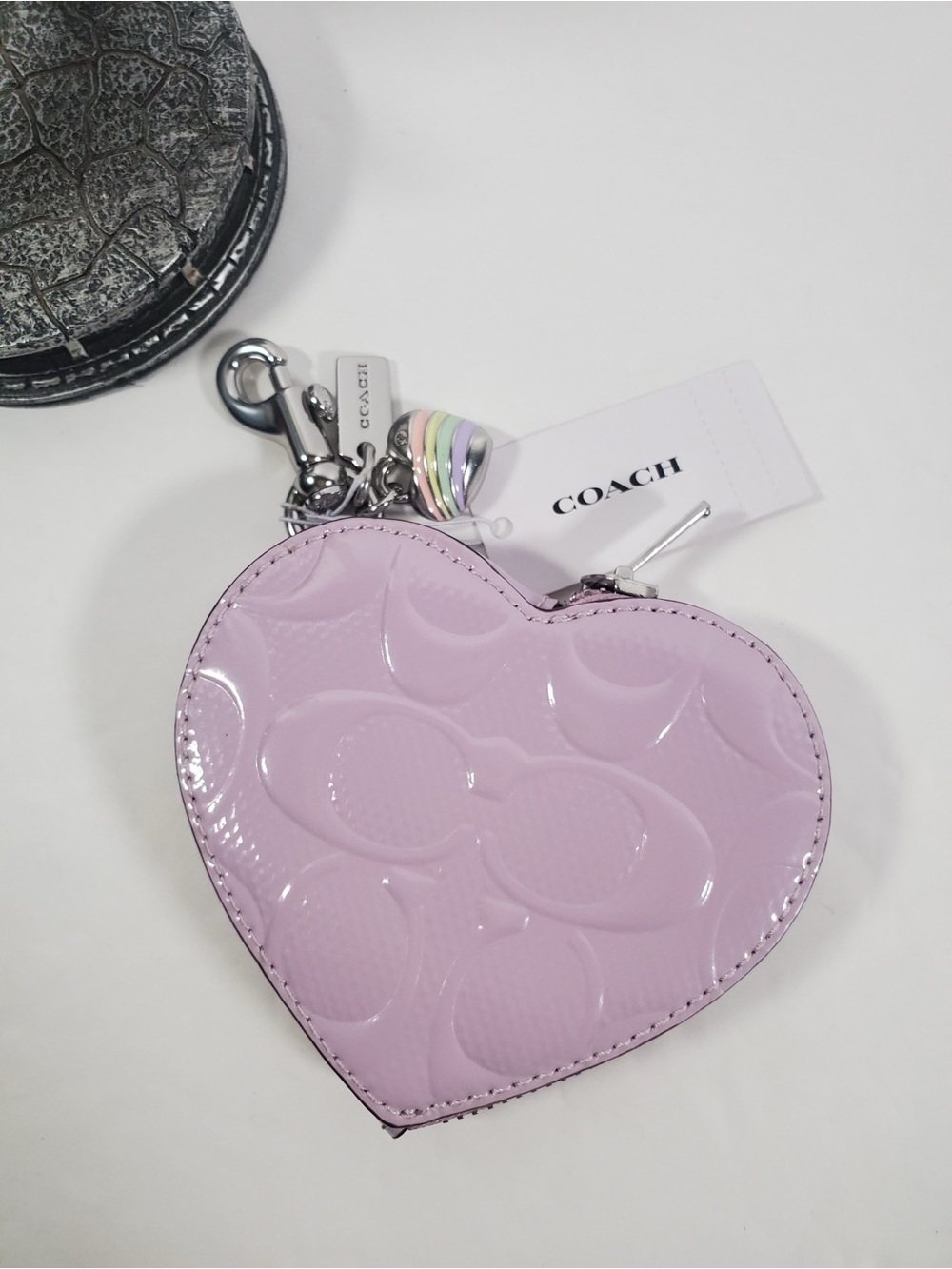 Bundle Coach Teri Shoulder Bag & Heart Bag Charm With Patent Signature NWT - Picture 14 of 14